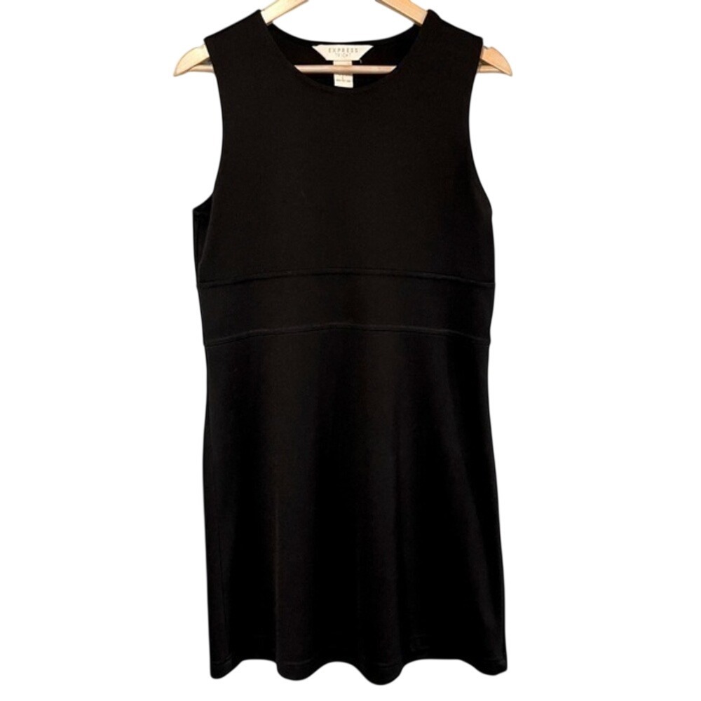 Express Tricot Black Sleeveless Empire Waist Mini Dress L #196